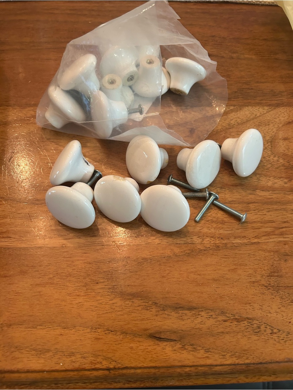 White Ceramic Round Cabinet Knobs - Set of 30